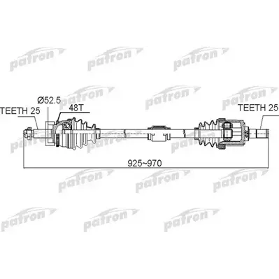 Полуось передний мост справа 25X925X70X25 ABS:48T KIA RIO PATRON PDS0519