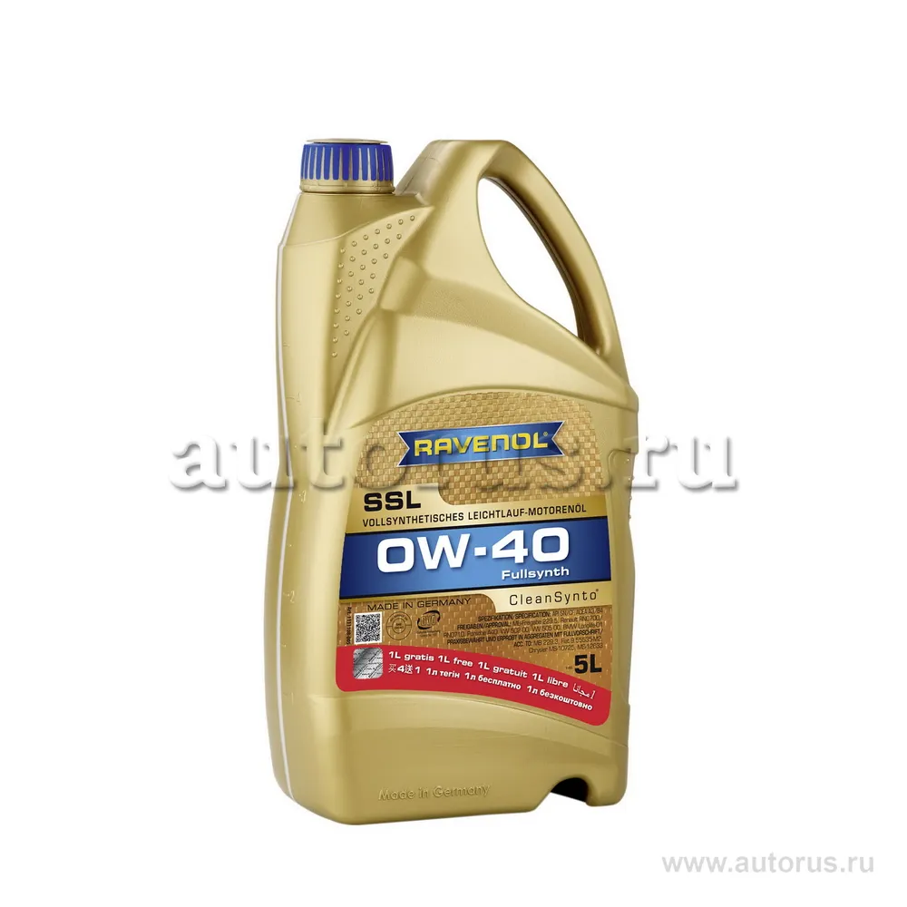 Масло моторное Ravenol 0W-40 синтетическое 4 л + 1 л 1111108-A05