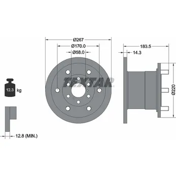 Диск тормозной передний стандартный IVECO TEXTAR 93084400