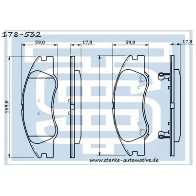 Колодки тормозные перед. KIA CERATO (LD) / SPECTRA (LD) 04.2004-- STARKE 178-532