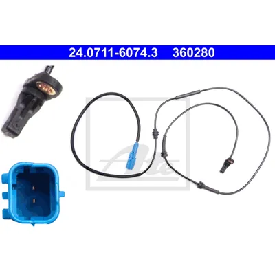 Датчик abs задний № шасси до 09491 citroen c5 1.8-3.0i hdi 01 ATE 24.0711-6074.3