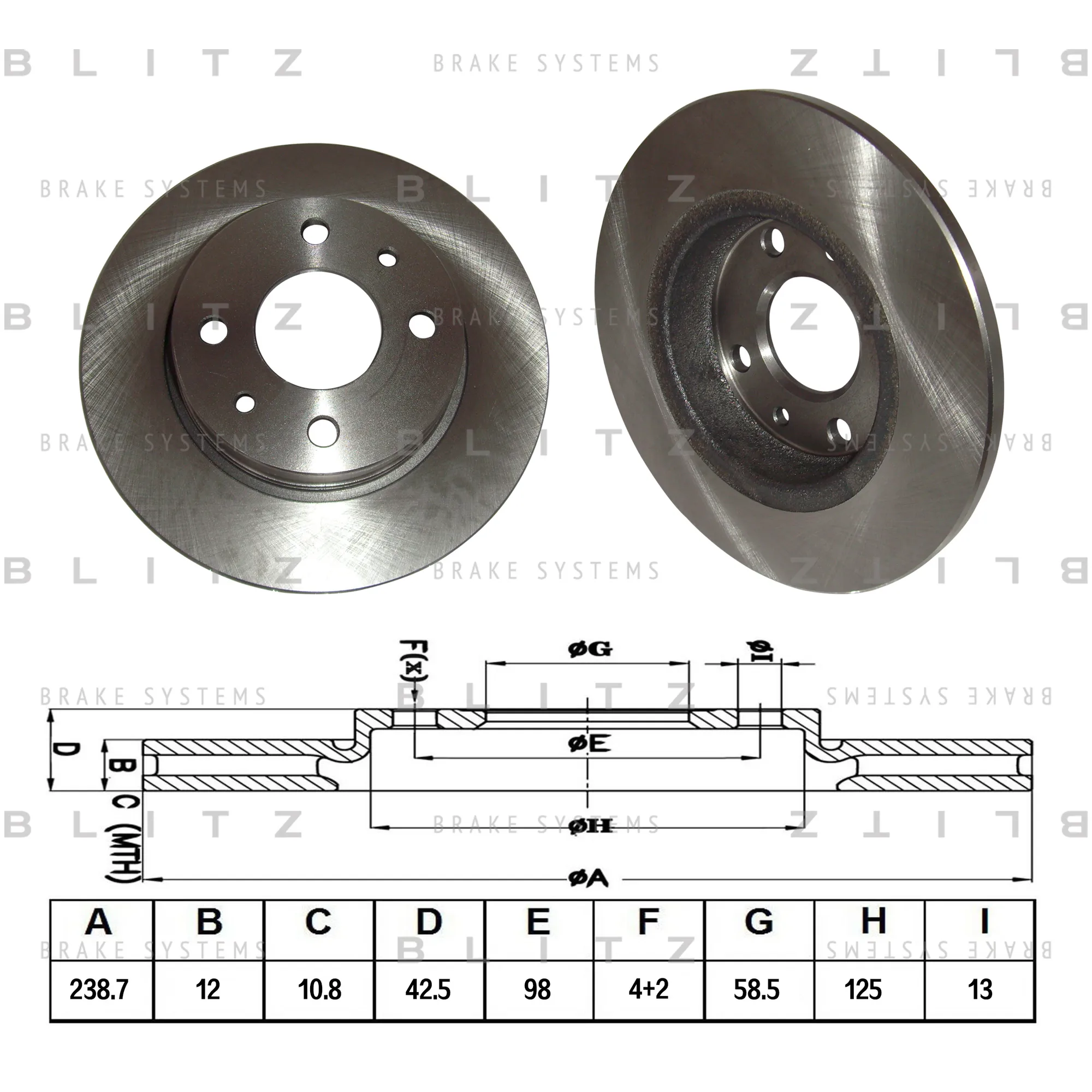 Диск тормозной передний LADA 2108-21099/2113-2115 84-> BLITZ BS0338