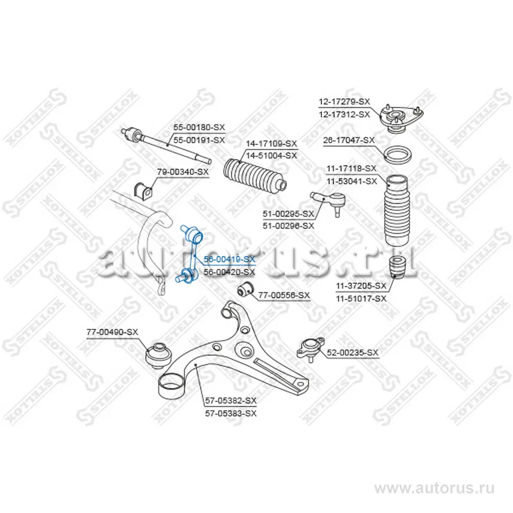 Тяга стабилизатора переднего левая Hyundai Accent/Verna all 03> STELLOX 56-00419-SX