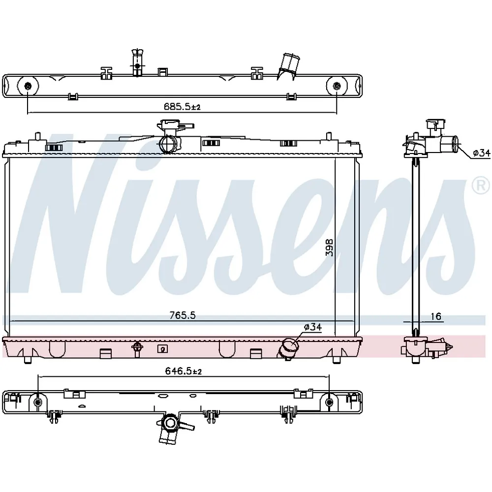 Радиатор охлаждения двигателя TOYOTA CAMRY(XV5) 11- 2.5 i 16V NISSENS 646869