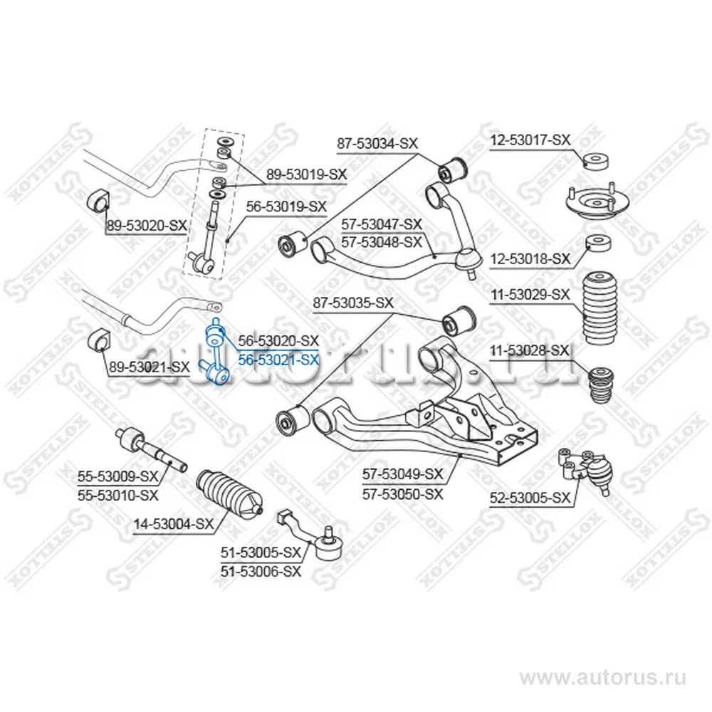 Тяга стабилизатора переднего правая VIN: 20040209> KIA Sorento 04> STELLOX 56-53021-SX