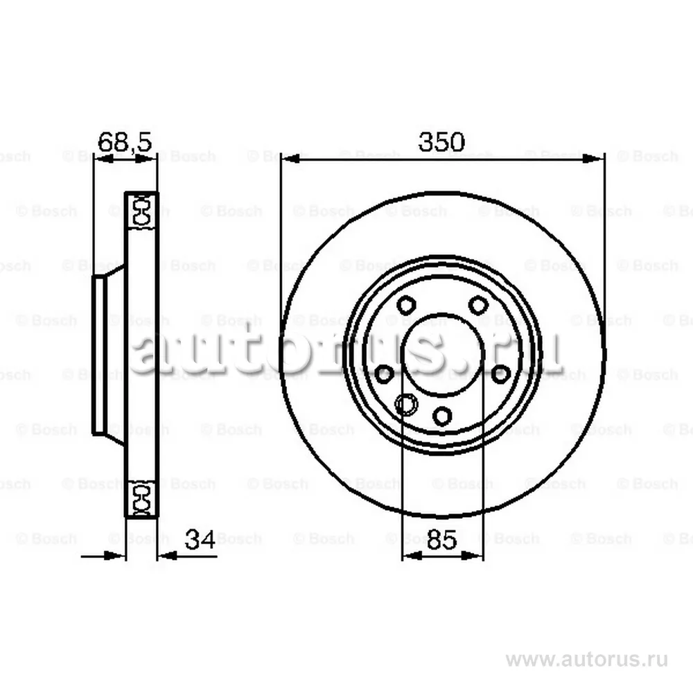 Диск тормозной передний L VW TOUAREG/PORSHE CAYENNE BOSCH 0 986 479 249