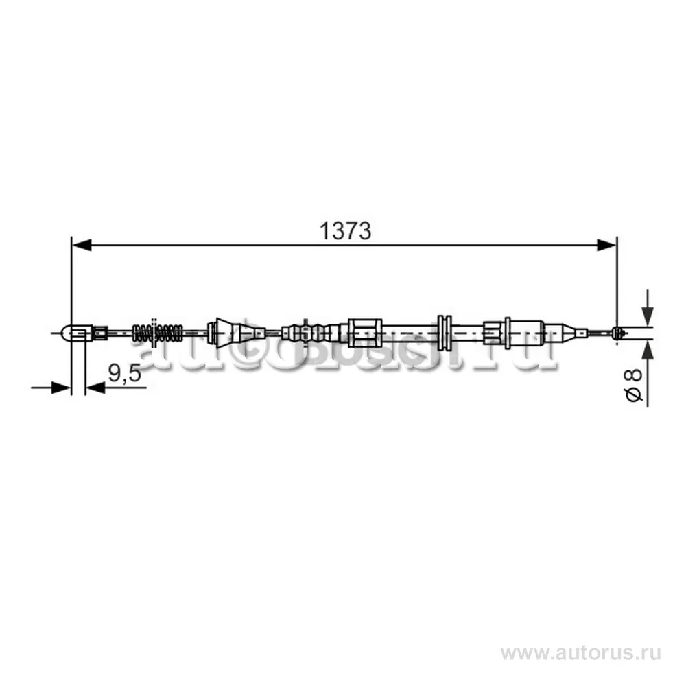 трос ручника левый Opel Corsa/Tigra all 93 BOSCH 1 987 477 309