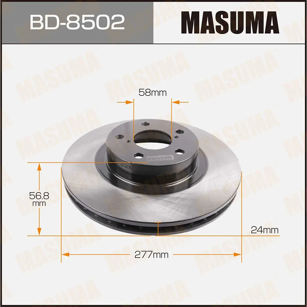Диск тормозной передний для SUBARU BRZ MASUMA BD-8502