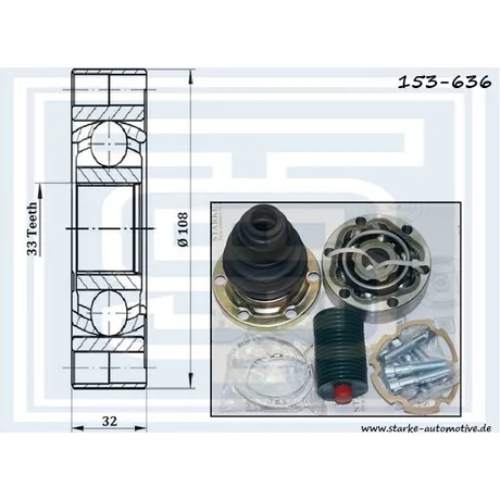 ШРУС КПП VW T-4 --12.95 STARKE 153-636
