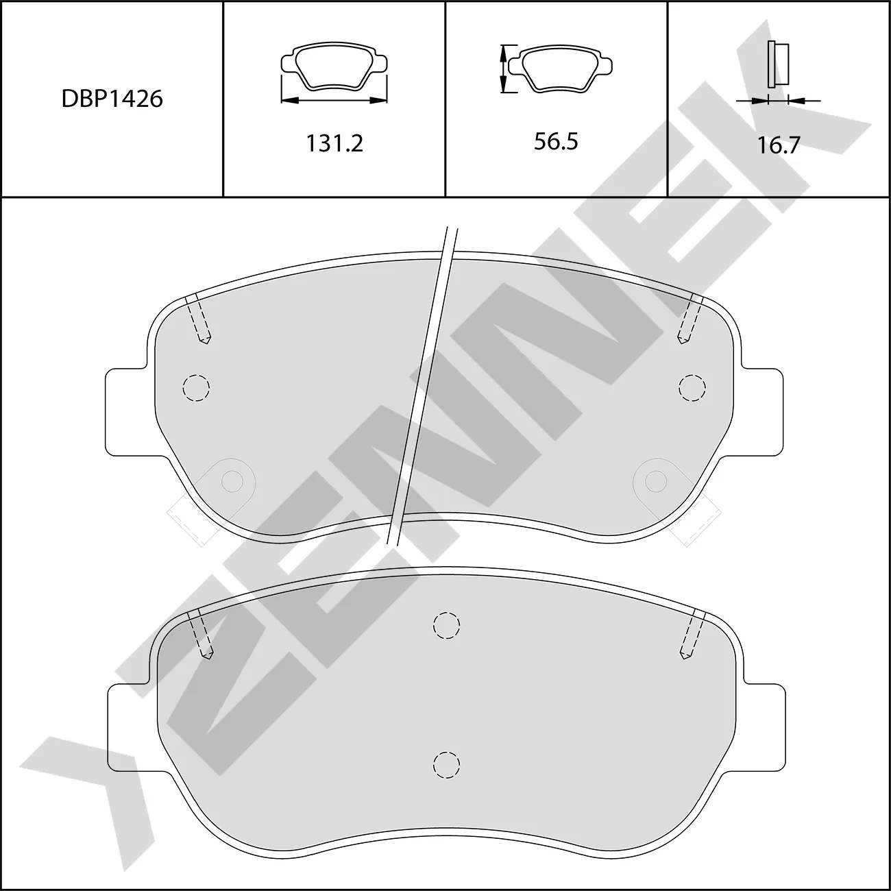 Колодки тормозные передние FAW BESTURN T77 19, X40 17 ZENNEK DBP1426
