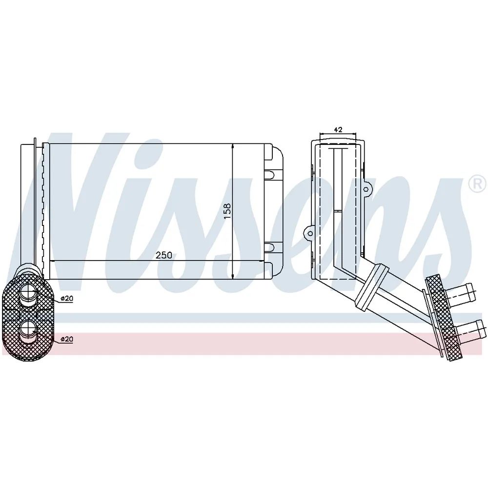 Радиатор отопителя FORD GALAXY (WGR) 1.9 TDI/2.0 i/2.3 4x4/2.3 16V/2.8 V6/2.8 i V6/2.8 i V6 4x4 95 - NISSENS 73972