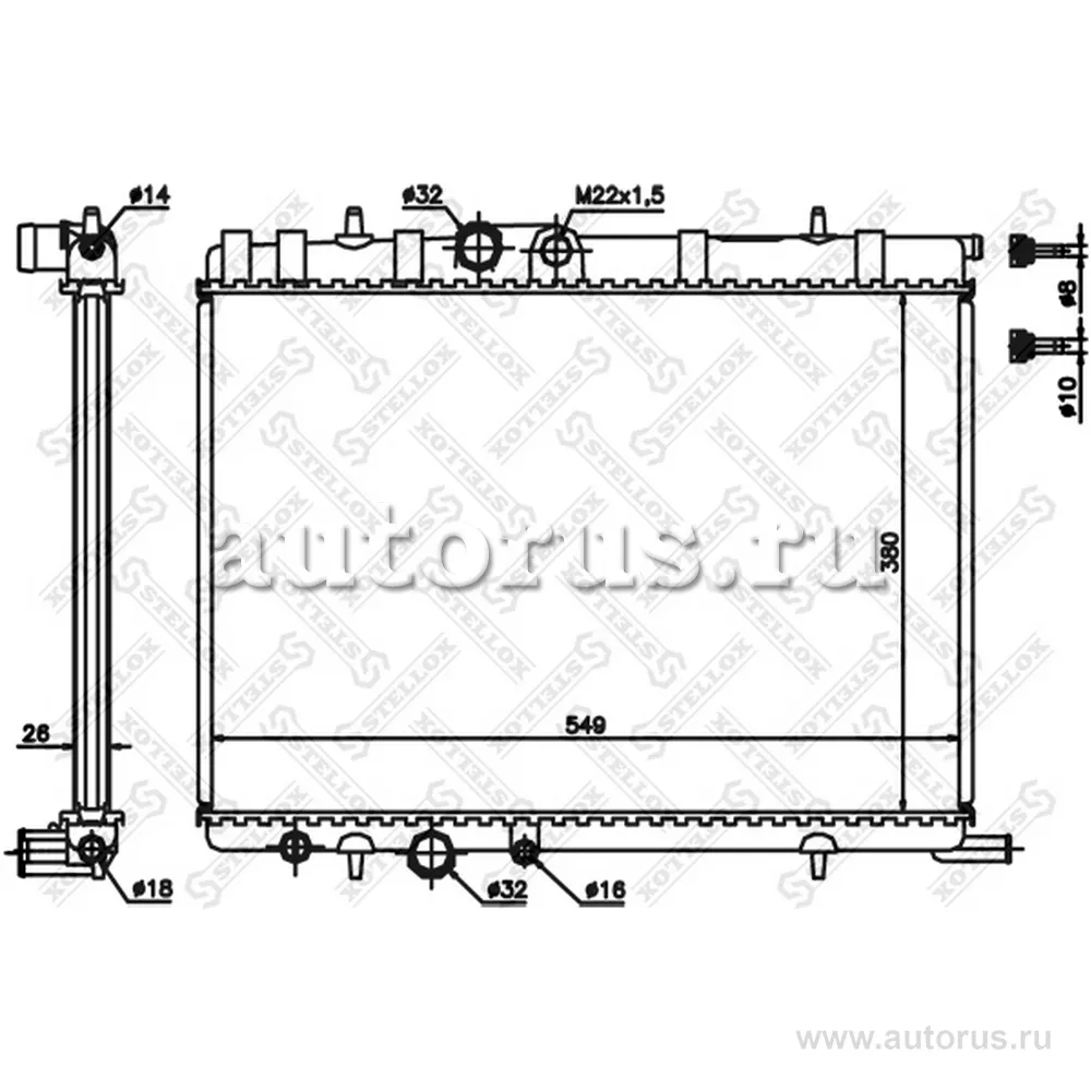 Радиатор системы охлаждения Citroen C4, Peugeot 307 1.4 03> STELLOX 10-25354-SX