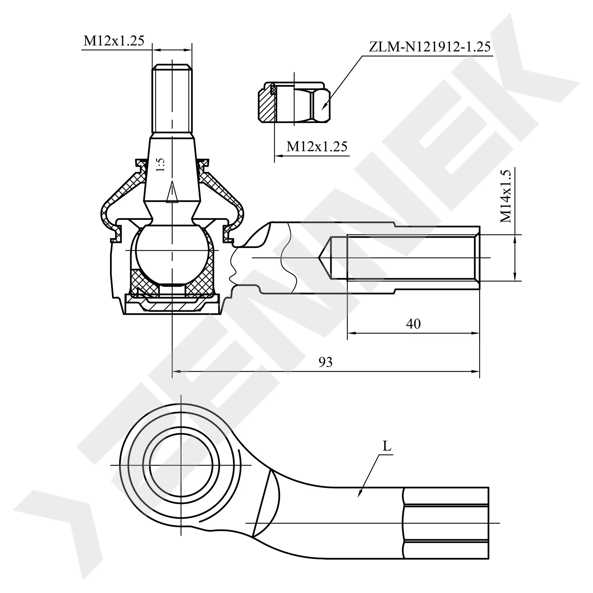 Наконечник рулевой правый SKODA FABIA 99 ZENNEK DTE0052