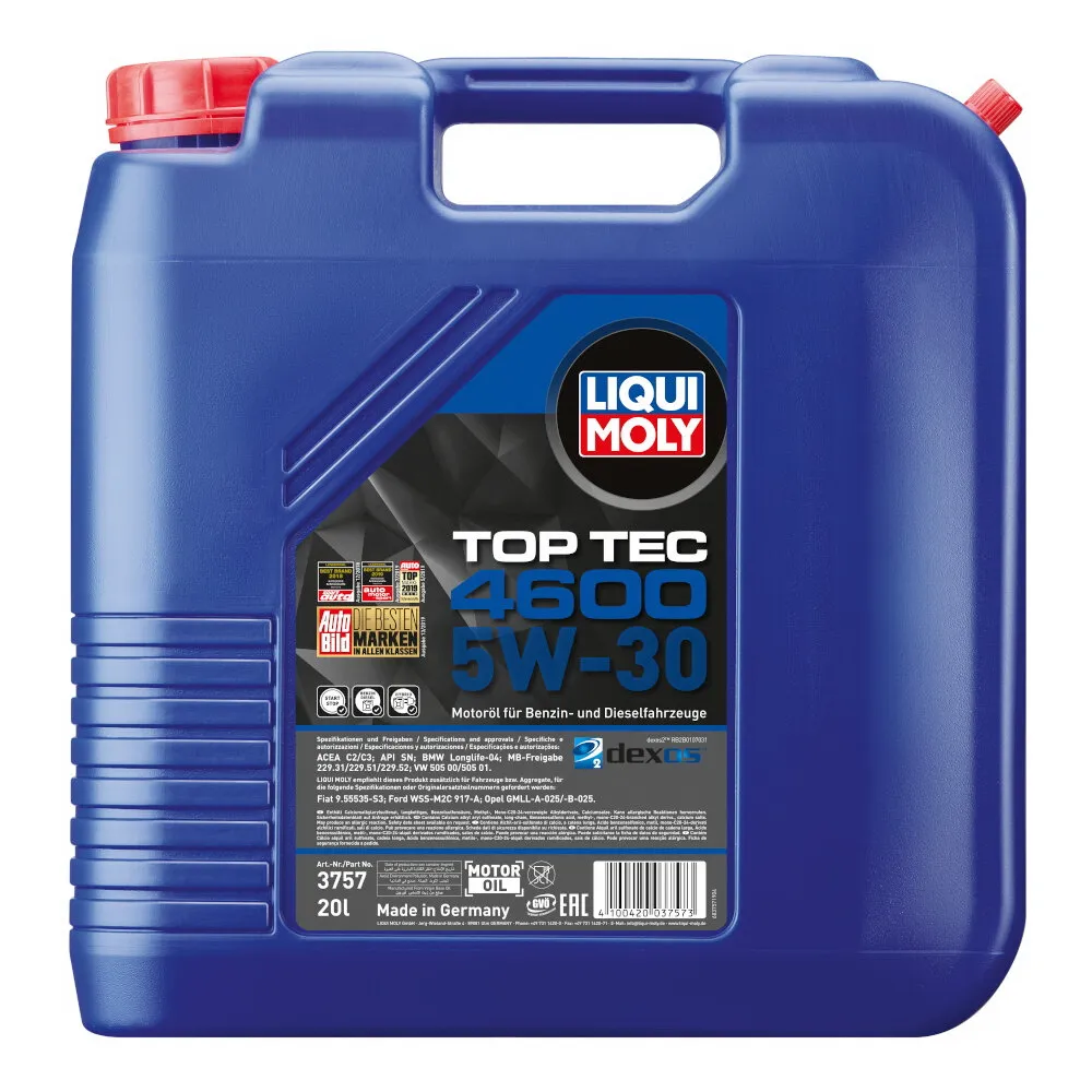 Масло моторное LIQUI MOLY Top Tec 4600 5W-30 синтетическое 20 л 3757