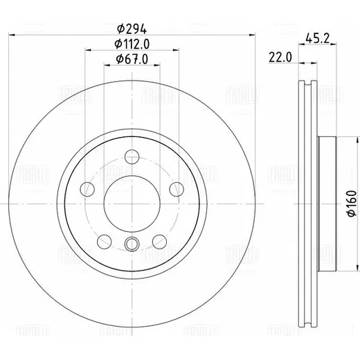 Диск тормозной передний для а/м MINI COOPER (14-)/CLUBMAN (16-) D=294 TRIALLI DF 210213