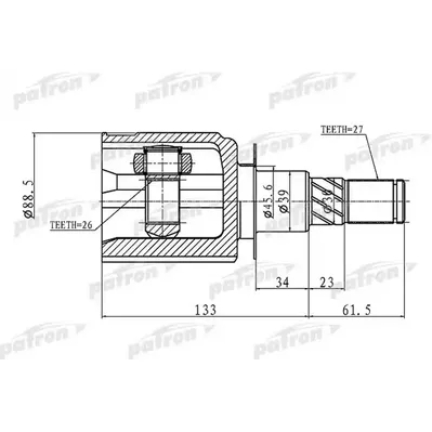 ШРУС внутренний 27x39x26 NISSAN PATHFINDER R51M 05- PATRON PCV1410