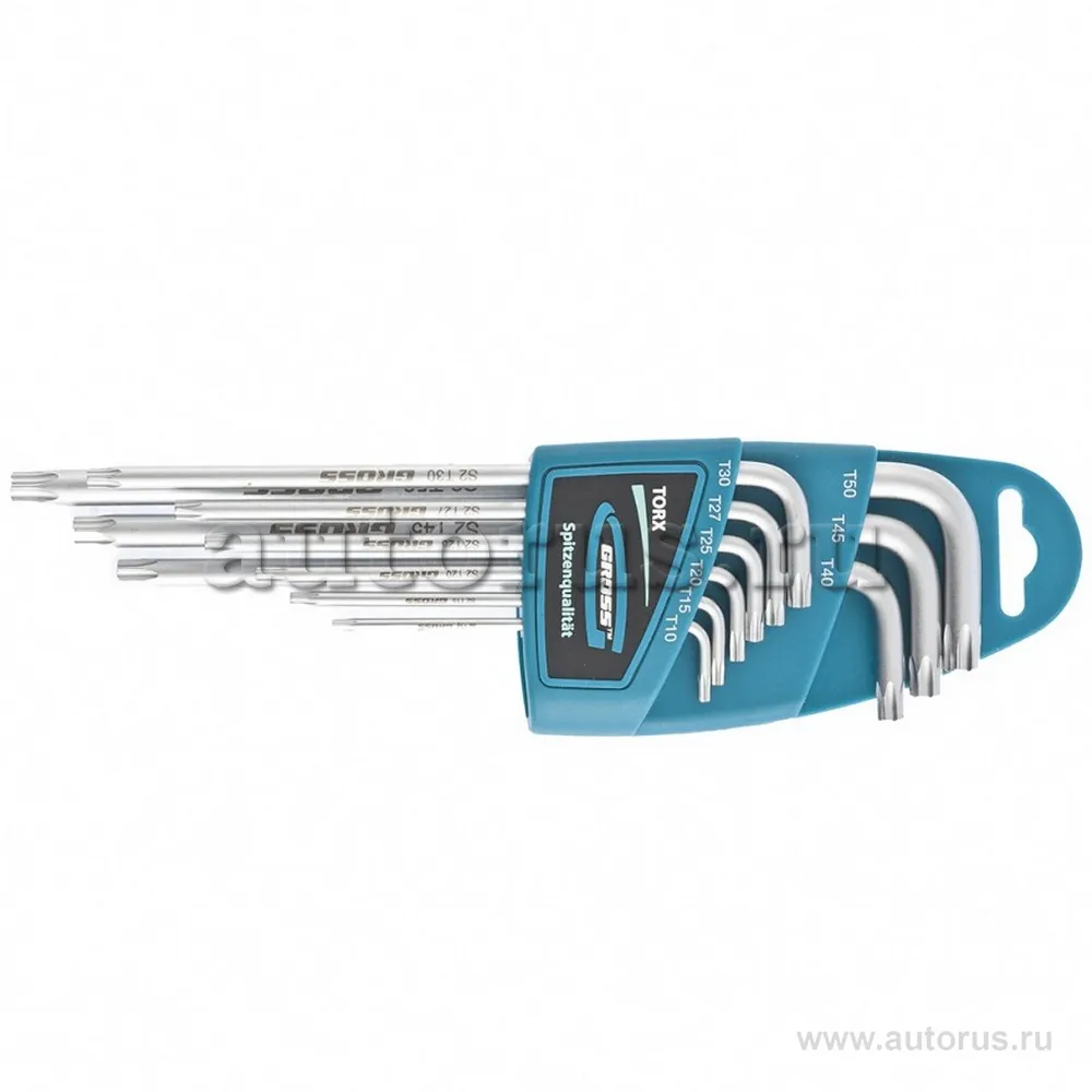 Набор ключей имбусовых TORX-TT, 9 шт: T10-T50, экстра-длинные, S2, сатинированные Gross 16408 GROSS 16408