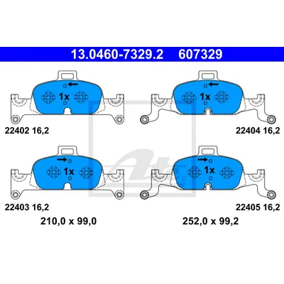 Тормозные колодки перед (ATE) Audi A4/5/6/7/Q5 15- ATE 13046073292