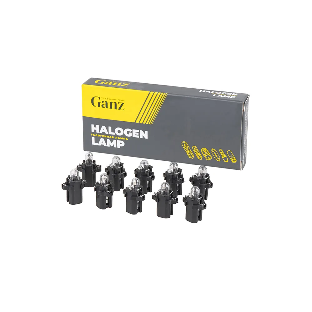 Лампа 12V T5W 1.2W B8,3d GANZ 10 шт. BOX (10 шт. цена за 1 шт.) GIP06343