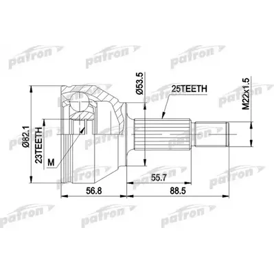 ШРУС наружн к-кт 25x53.38x23 FORD: FOCUS 1.6/1.8TD, 2.0 PATRON PCV1354
