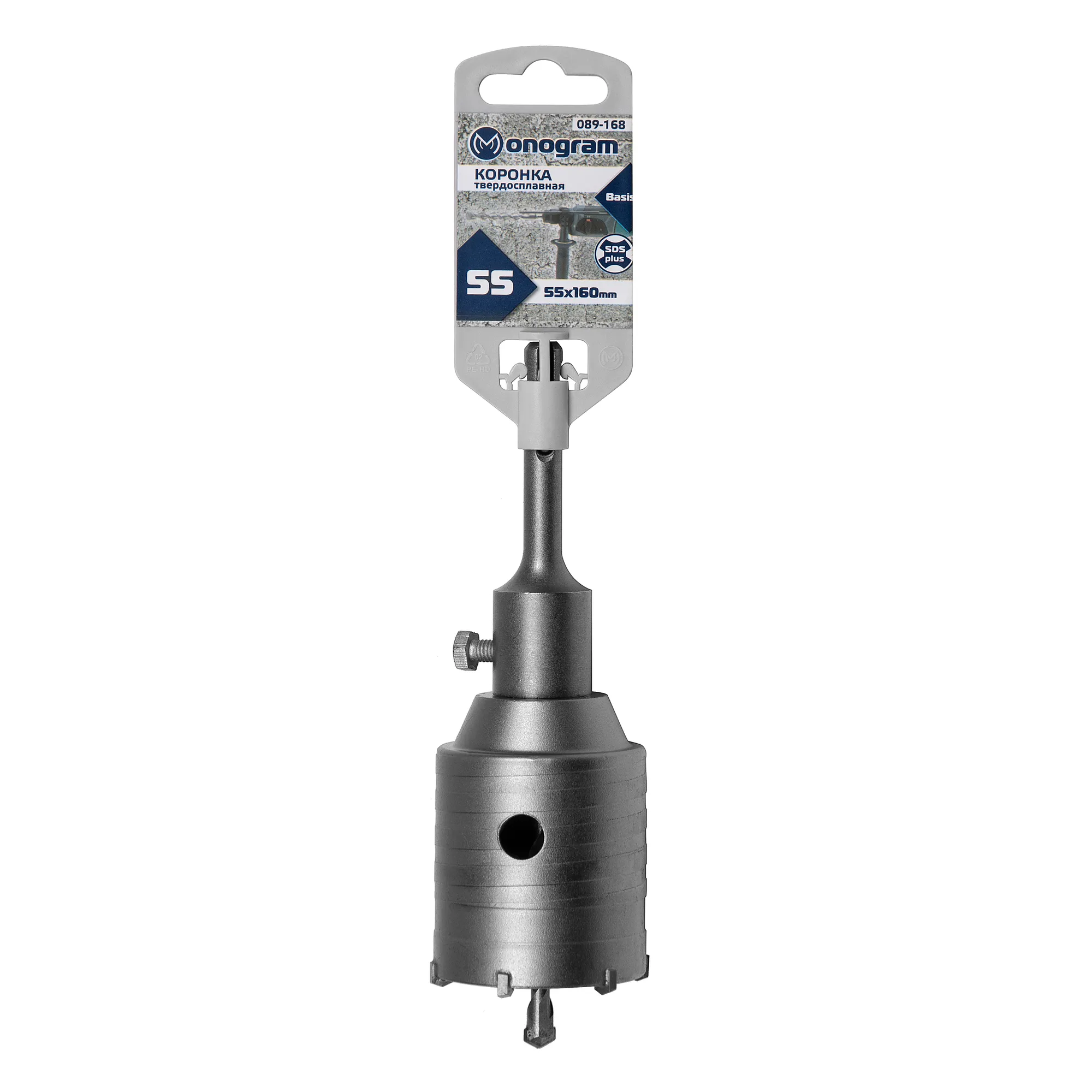 Коронка твердосплавная по бетону MONOGRAM Basis 55х50/160 мм с адаптером SDS-plus Monogram 089-168