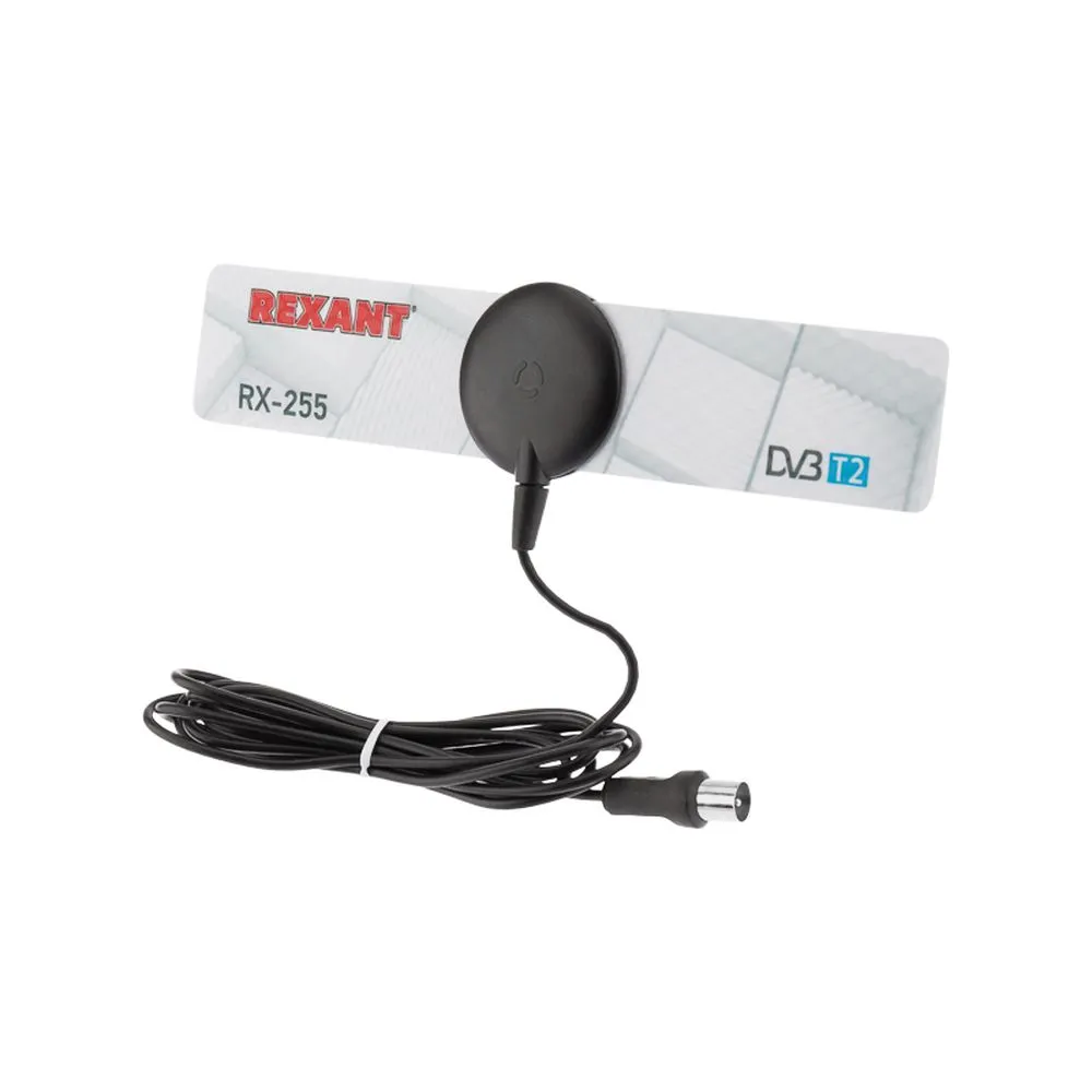 ТВ антенна комнатная для цифрового телевидения DVB-T2 на присоске, RX-255 REXANT REXANT 340255