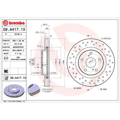 Диск тормозной XTRA передний BREMBO 09A4171X