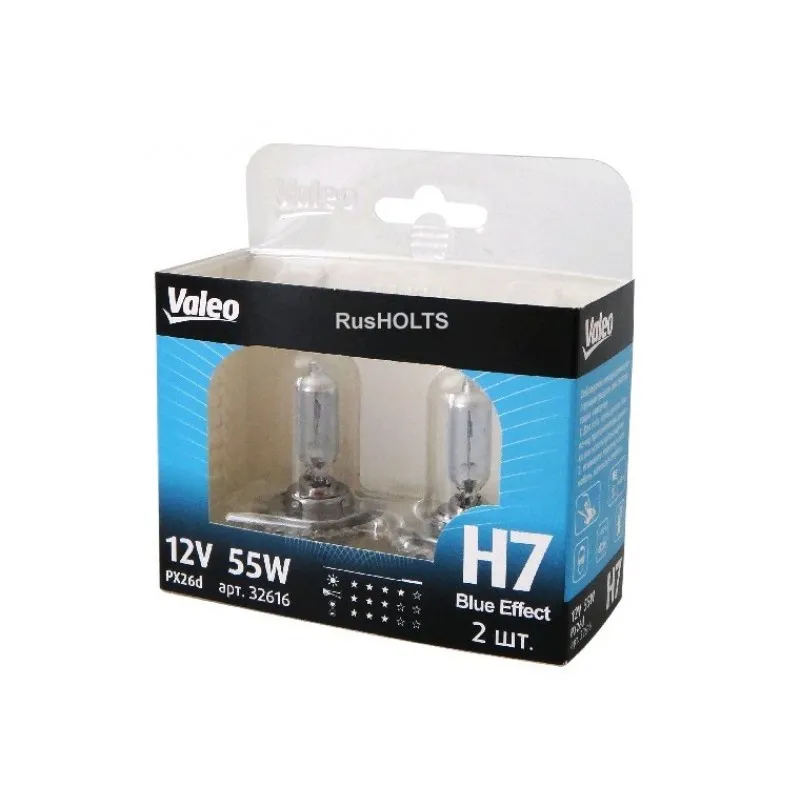 Лампа 12V H7 55W VALEO Blue Effect 2 шт. DUOBOX 032 616
