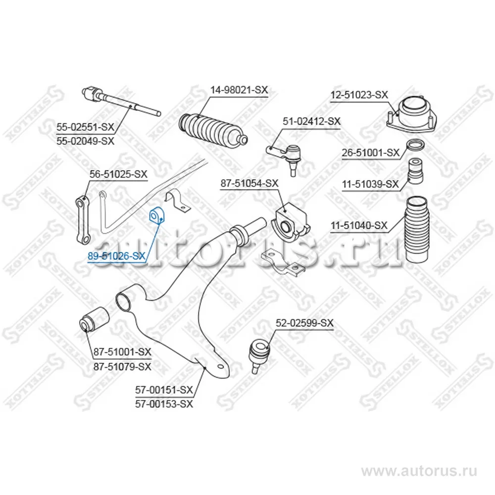 Втулка стабилизатора переднего Hyundai STELLOX 8951026_SX