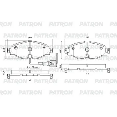 Колодки тормозные дисковые перед. AUDI A3/Q2/Q3 SEAT Leon / SKODA Karoq/Kodia PATRON PBP1307