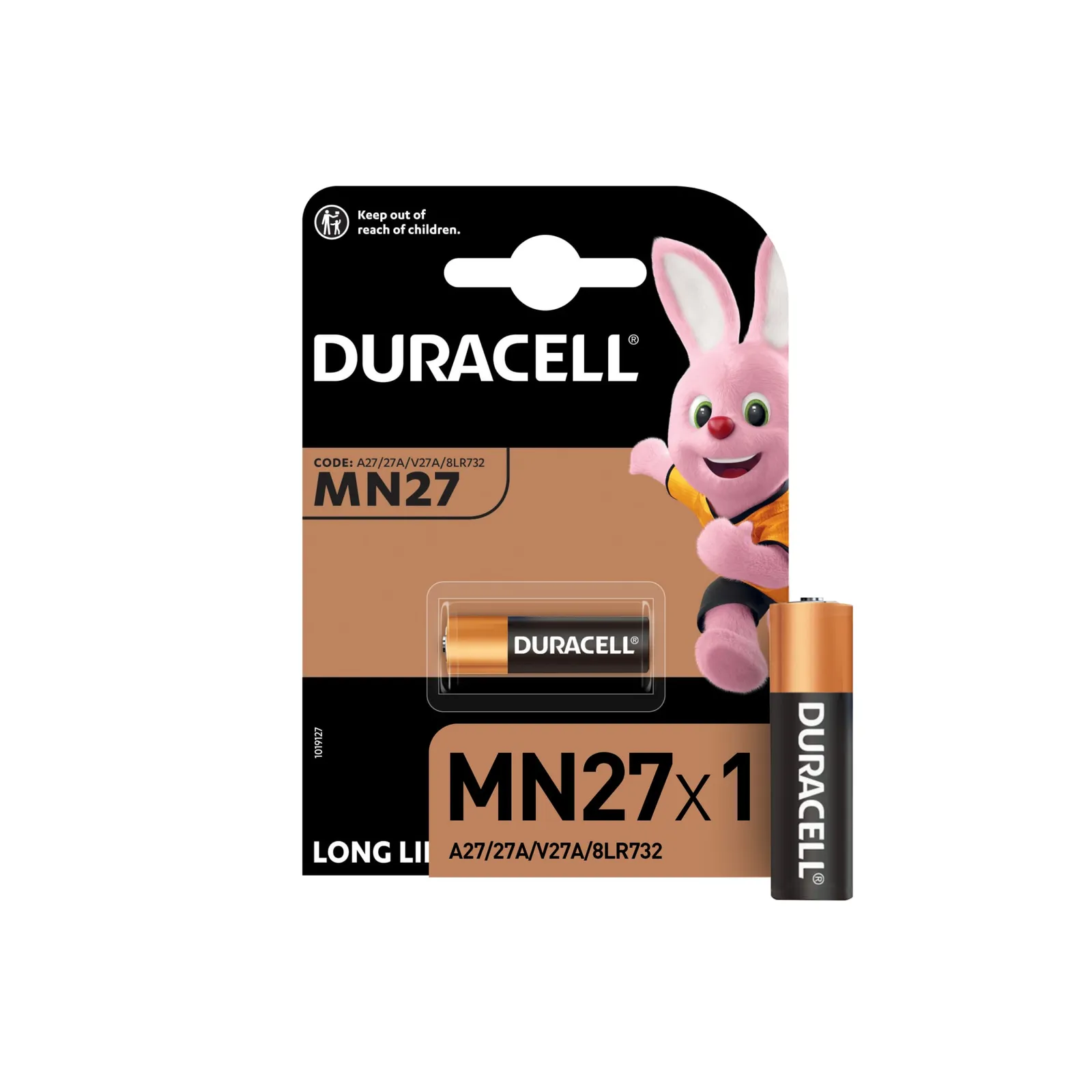 Батарейка алкалиновая Duracell Long Life A27 12V (1 шт) Security MN27 BL-1, A27 BP-1