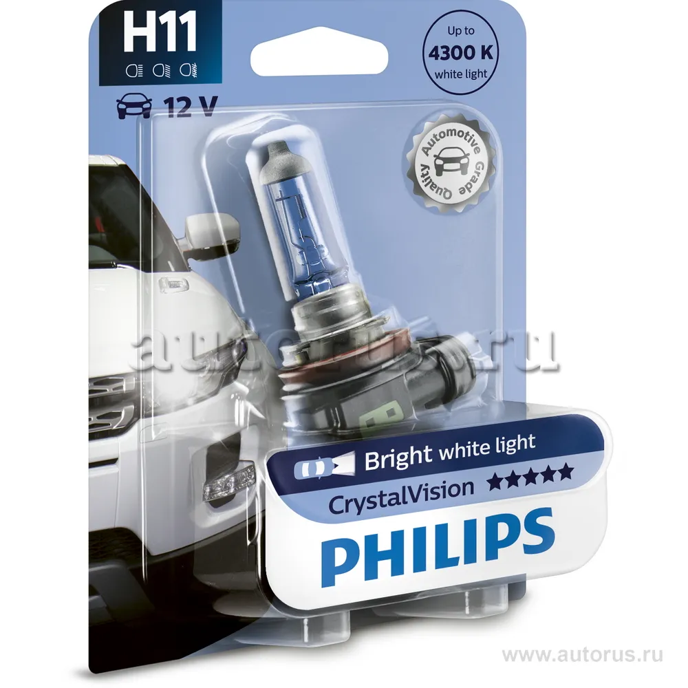 Лампа 12V H11 55W PHILIPS Crystal Vision Ultra 1 шт. блистер 12362CVB1