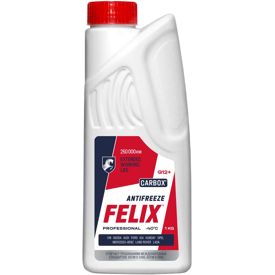 Антифриз Felix CARBOX G12+ готовый -40C красный 1 кг 430206032