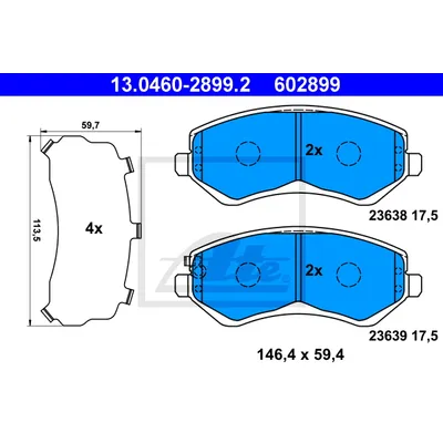 Колодки тормозные передние CHRYSLER ATE 13046028992