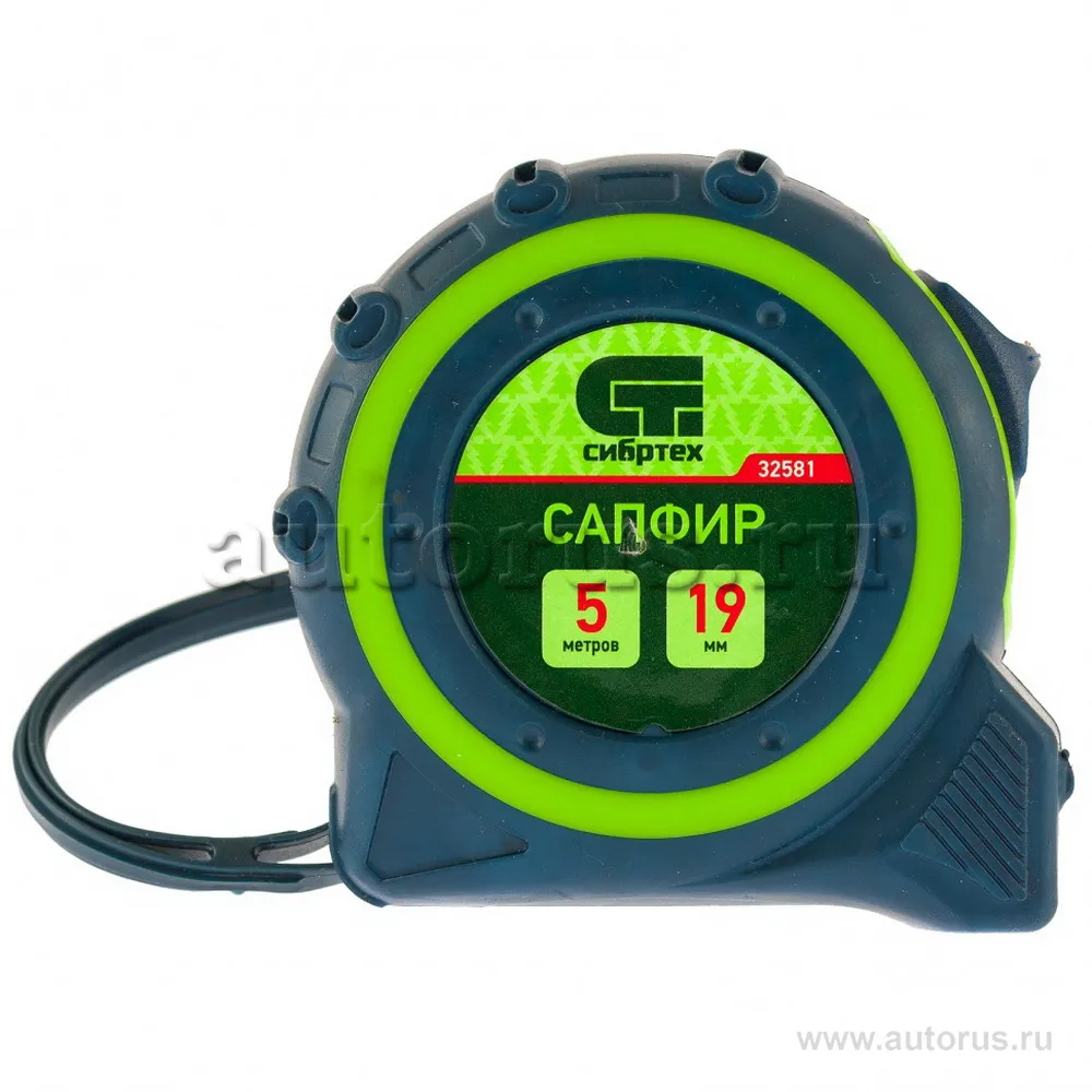 Рулетка Сапфир, двухкомпонентный корпус, 5 м x19 мм СИБРТЕХ 32581