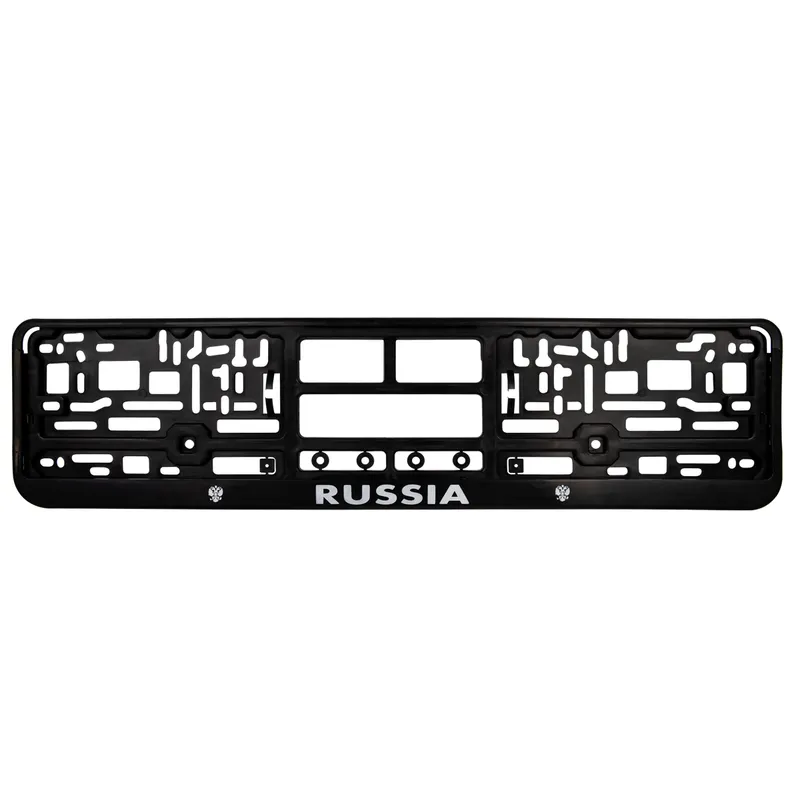 Рамка нижняя под номерной знак, защелка, шелкография Russia (черная, белая) OBERKRAFT KRAFT KT830706
