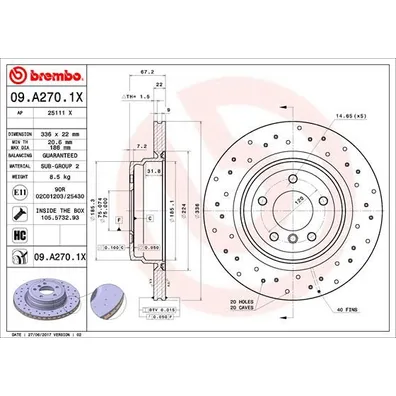 Диск тормозной XTRA задний BREMBO 09A2701X