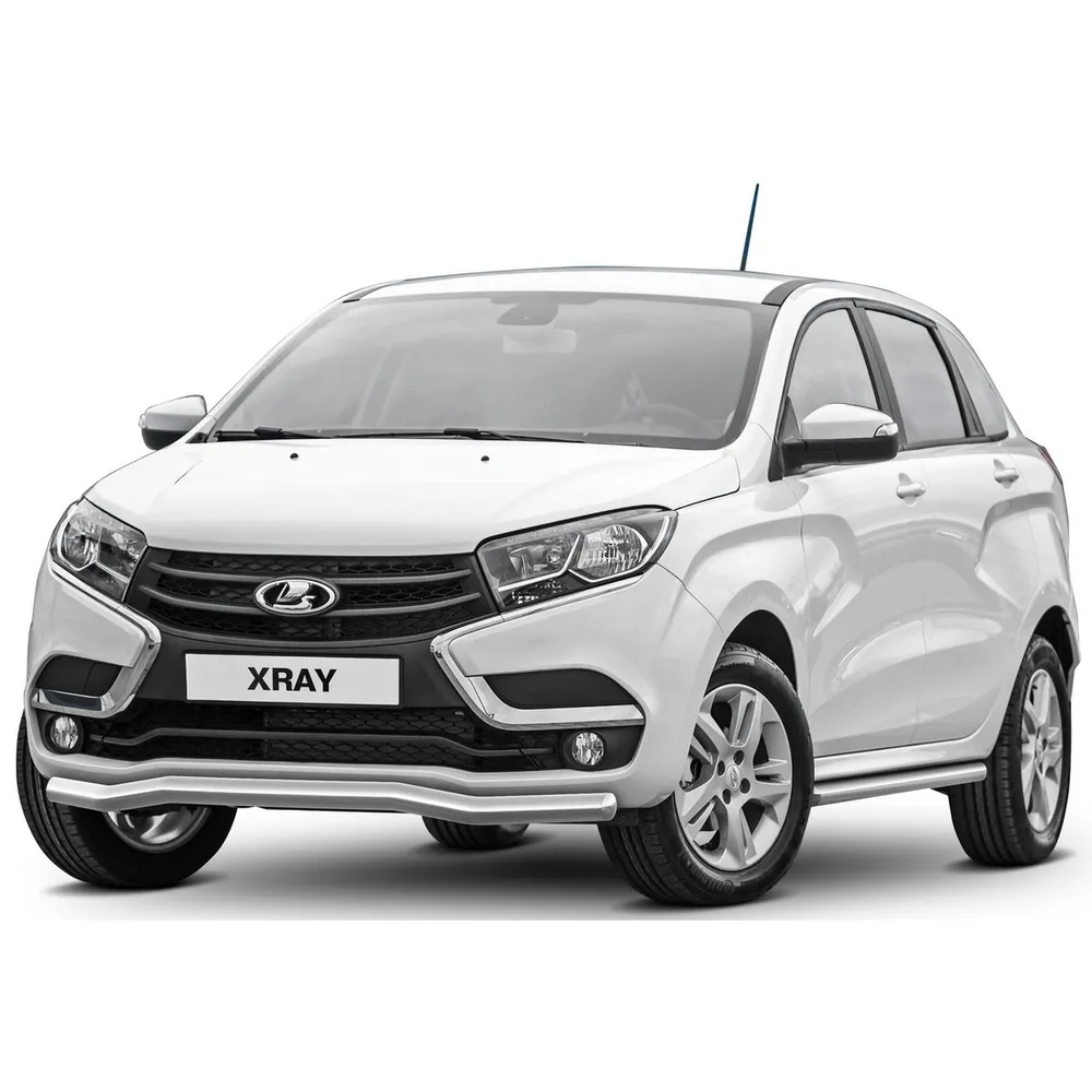 Защита переднего бампера d57 волна Rival для Lada X-Ray I 2015-н.в., нерж. сталь, R.6003.002