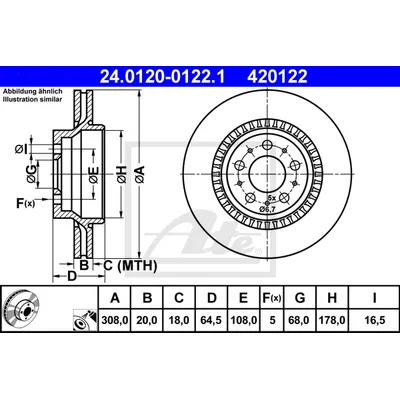 Диск тормозной задний ATE 24.0120-0122.1