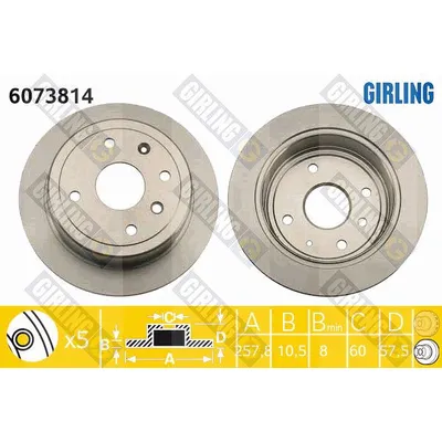 Диск тормозной CHEVROLET LACETTI хетчбэк 05-/ DAEWOO NUBIRA 00- задний GIRLING 6073814
