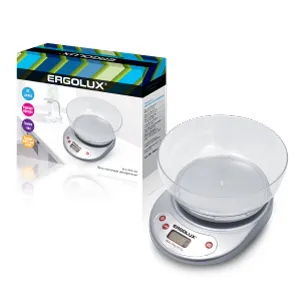Весы кухонные до 5 кг со съемной чашей серые металлик ERGOLUX ELX-SK05-C03