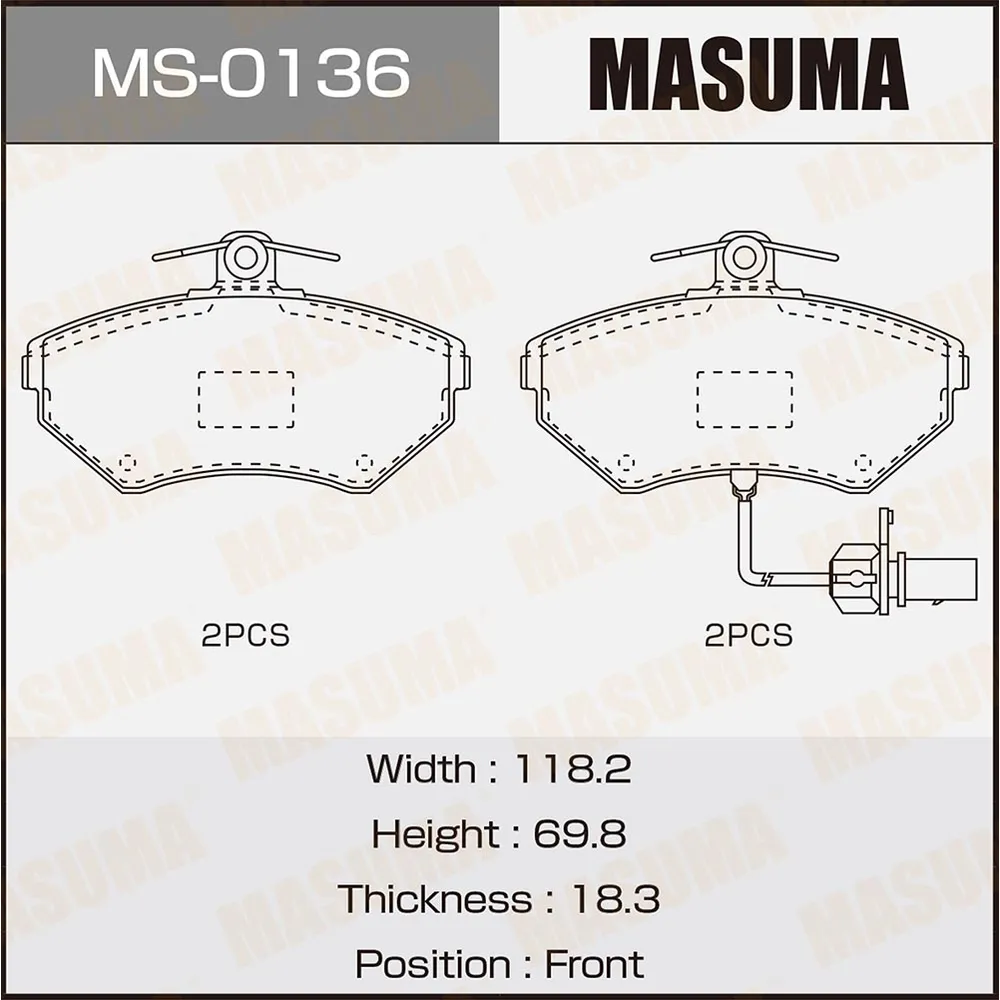Колодки тормозные дисковые MASUMA MS0136