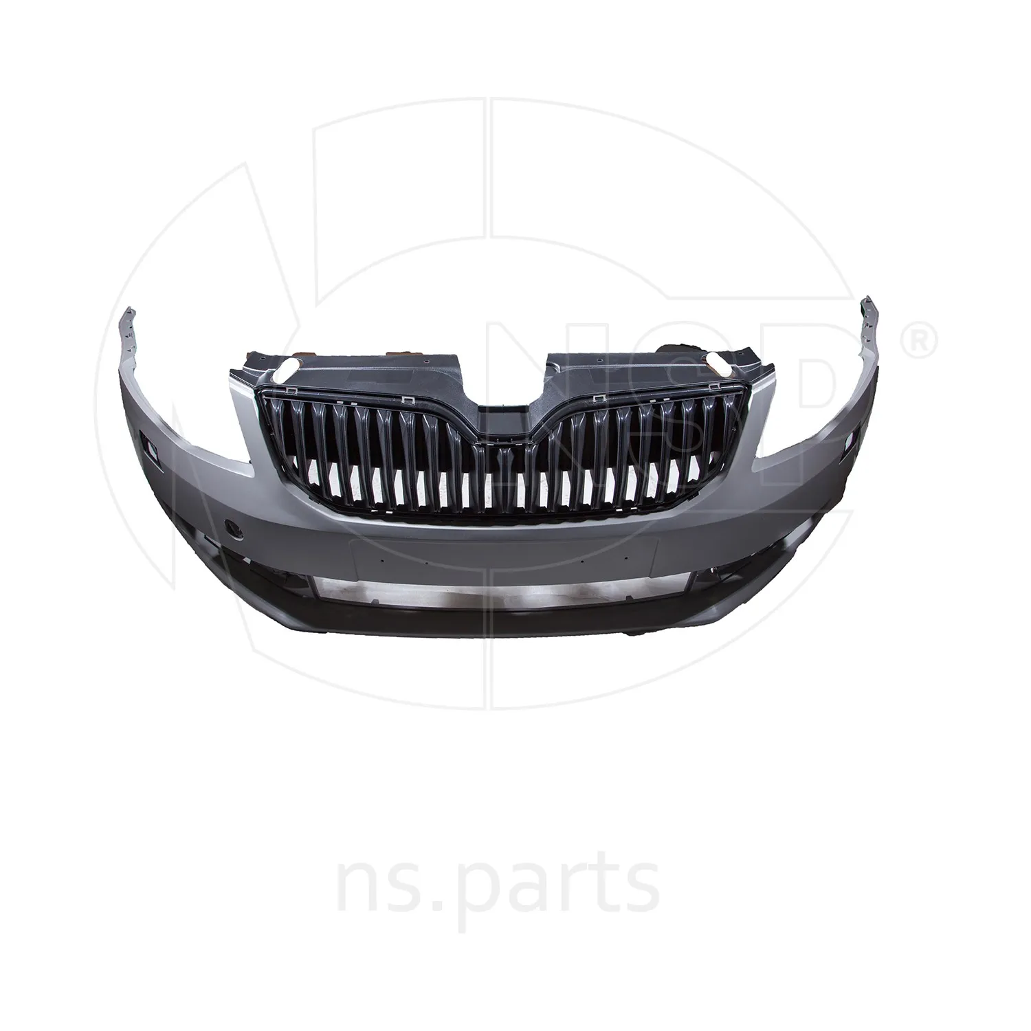 Бампер передний с решеткой радиатора (под омыватель) SKODA Octavia A7 NSP NSP085E0807217A