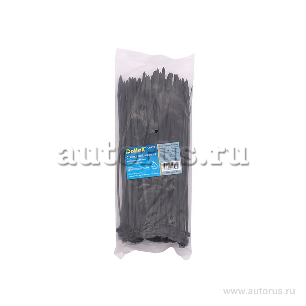 Стяжки нейлоновые, хомуты 4х200 уп 100 шт черный DOLLEX SN-420