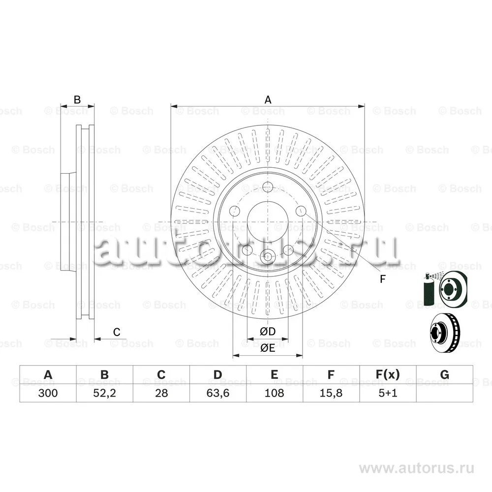 Диск тормозной передний BOSCH 0 986 479 974