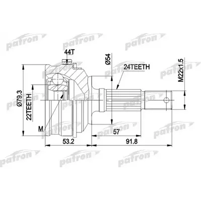 ШРУС наружн к-кт 24x54x22 DAIHATSU: APPLAUSE I 89-97 PATRON PCV1159
