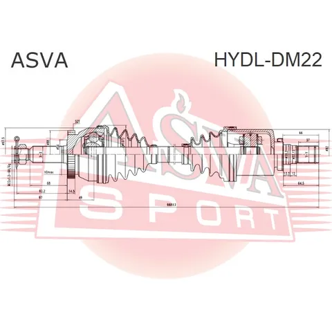 Привод передний левый 27x683x30 ASVA HYDLDM22