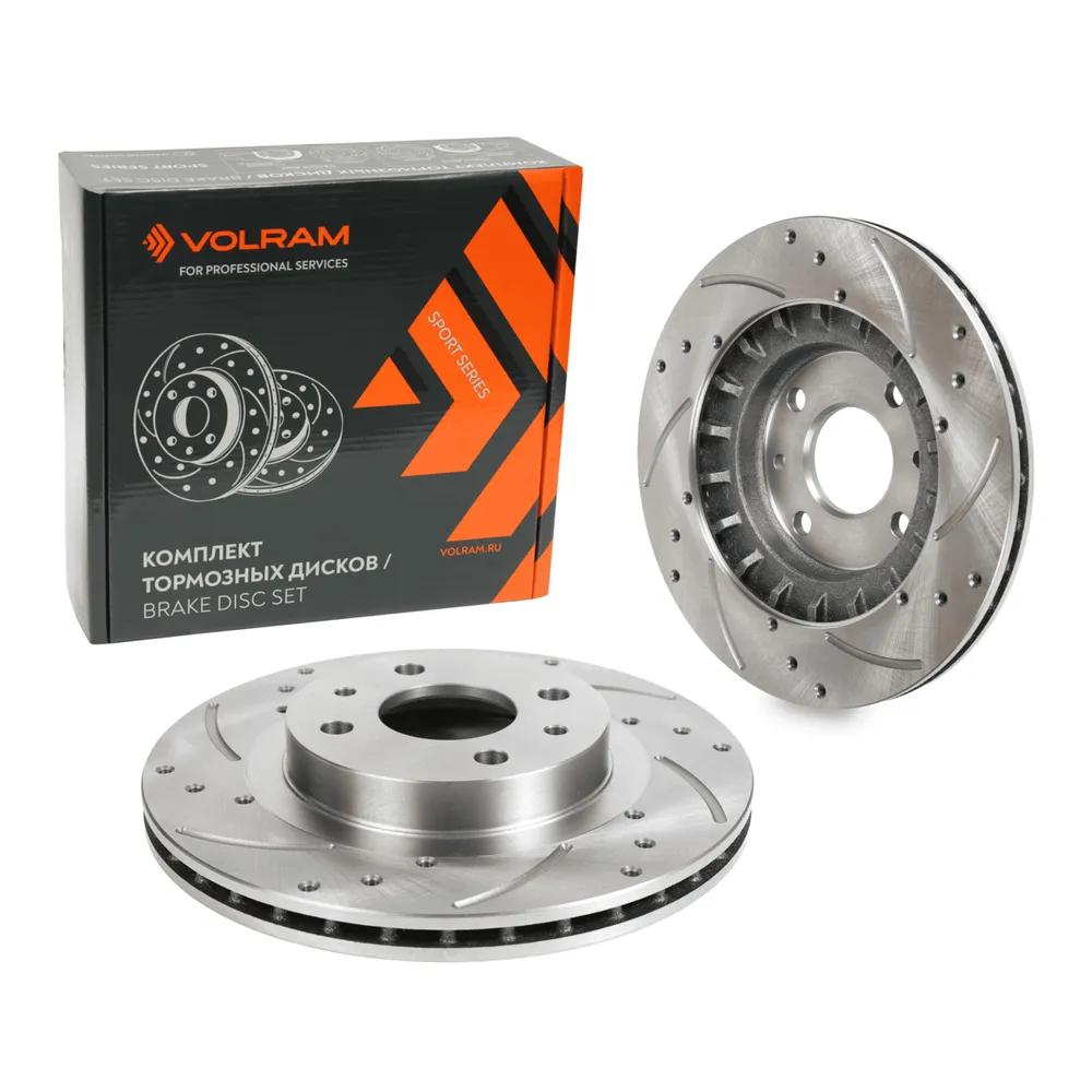 Диск тормозной ВАЗ-2112 R-14, SPORT, перф, комплект 2 шт; VOLRAM VR27118
