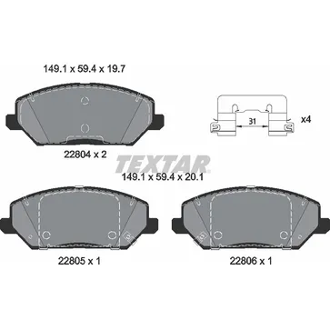 Колодки передние HYUNDAI i30 16-> / KIA Ceed/ProCeed/XCeed 18-> TEXTAR 2280401
