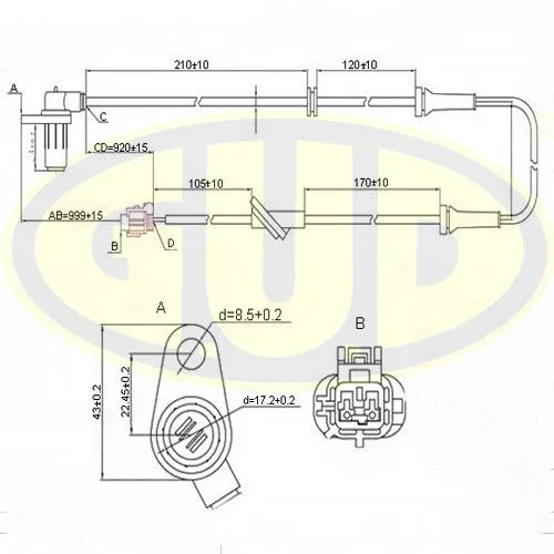 ДАТЧИК ABS ПЕРЕДН NISSAN X-TRAIL ЛЕВ G.U.D GABS02457